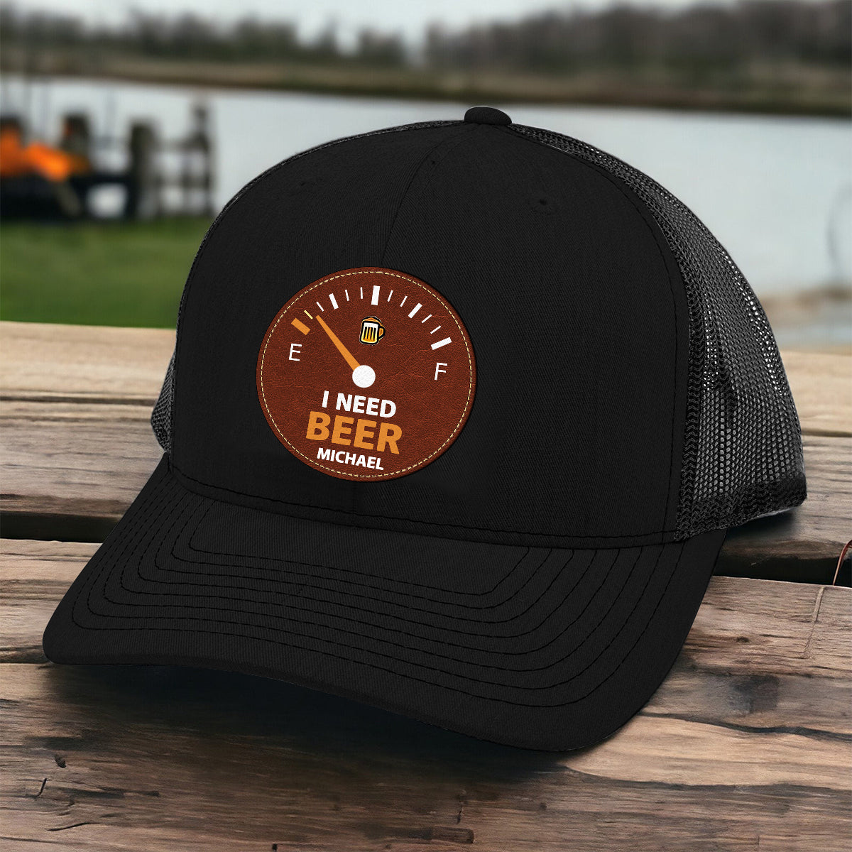 I Need Beer - Personalized Beer Leather Patch Hat
