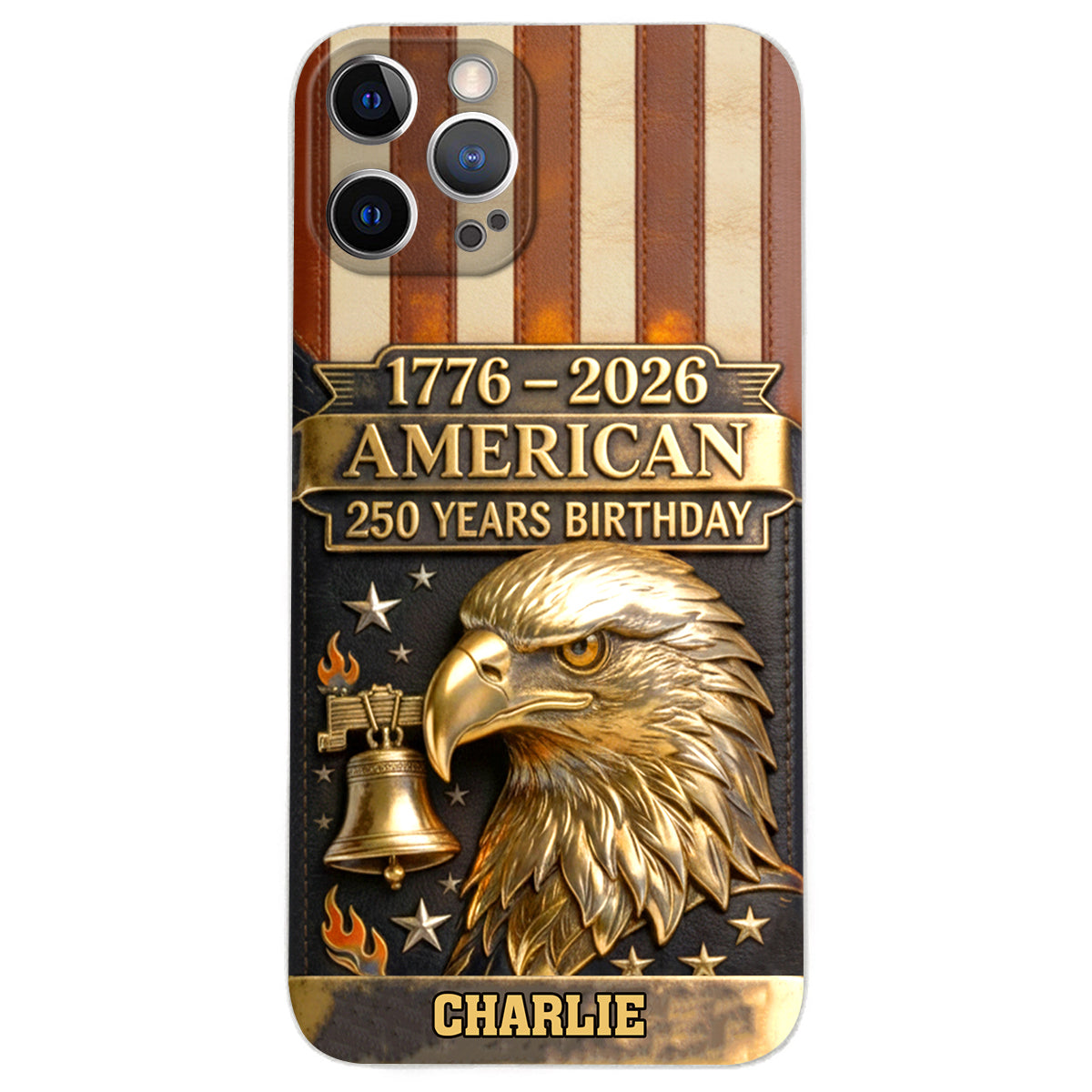 250th Anniversary - Personalized Bald Eagle Leather Phone Case