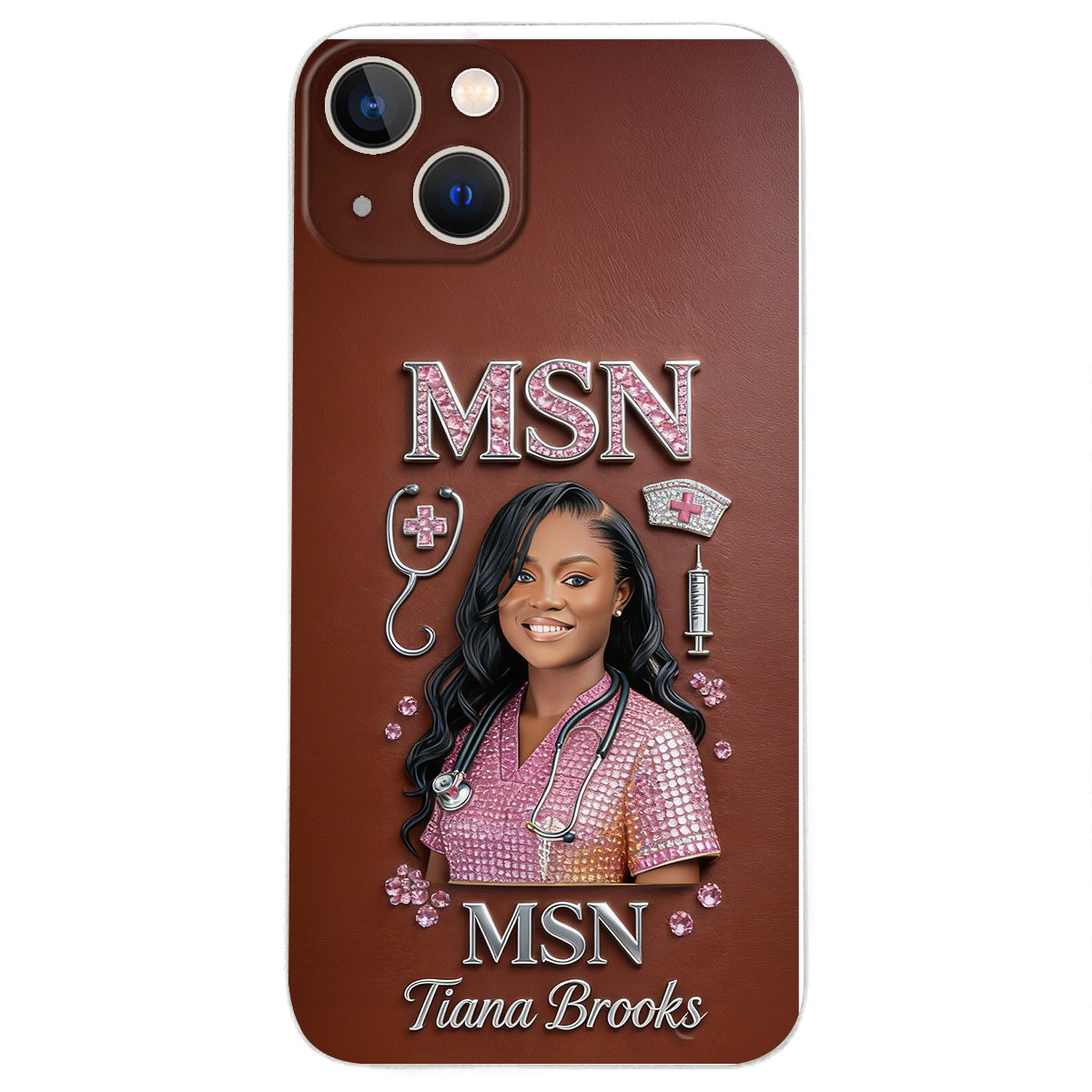 Any Title - Gifts For Nurse, Doctor - Personalized Nurse 3D Embossed Leather Phone Case