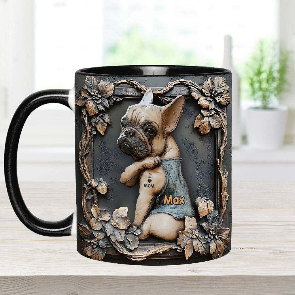 I love Mom - Personalized Dog Accent Mug