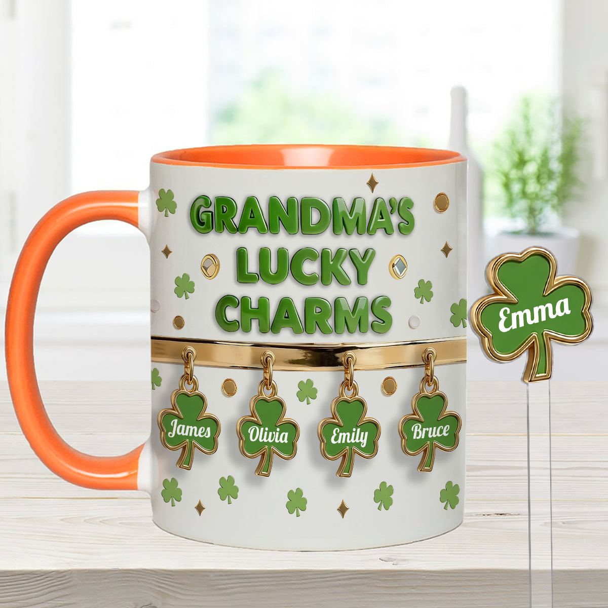 Grandma's Lucky Charms - Personalized Grandma Set Accent Mug With Acrylic Stirrers