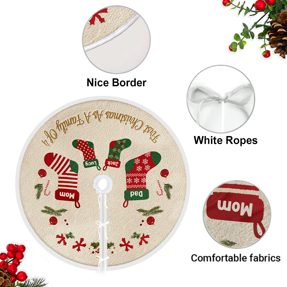 First Christmas As A Family Of - Personalized Family Tree Skirt