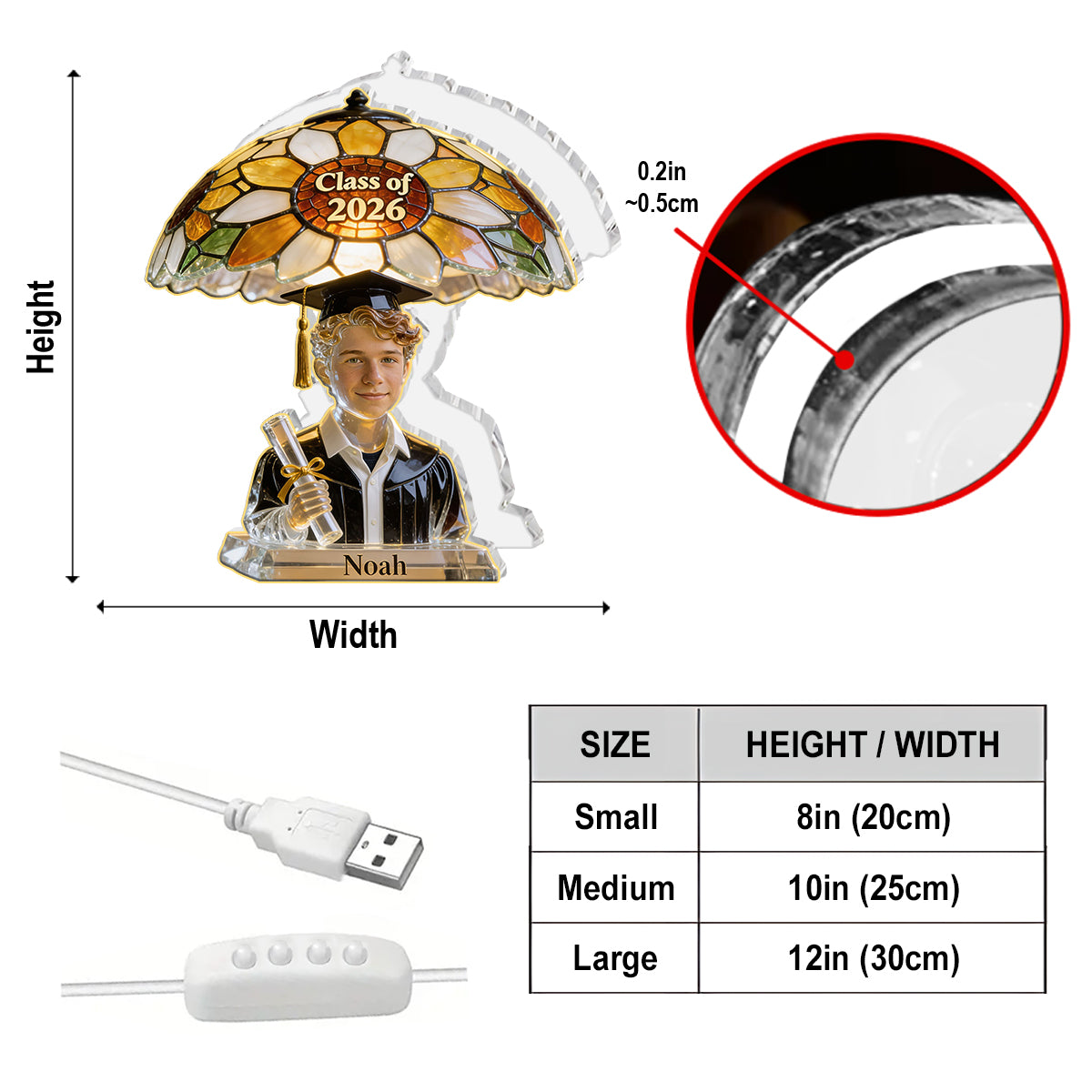 Custom Any Photo - Personalized Graduation Acrylic LED Night Light