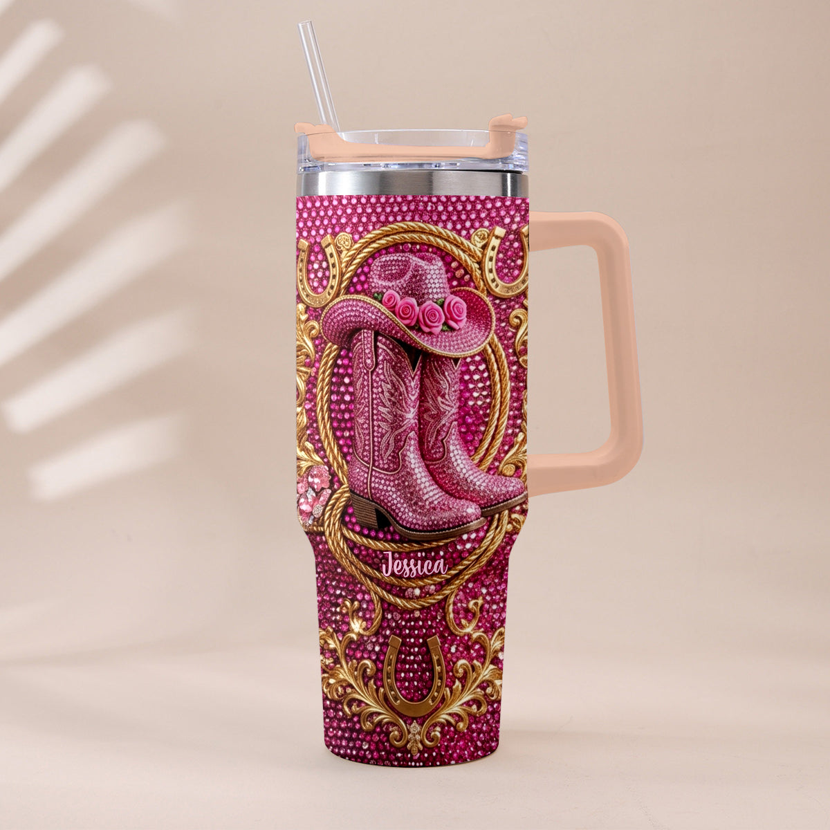 Cowgirl Boots - Personalized Cowgirl Tumbler With Plush Charm
