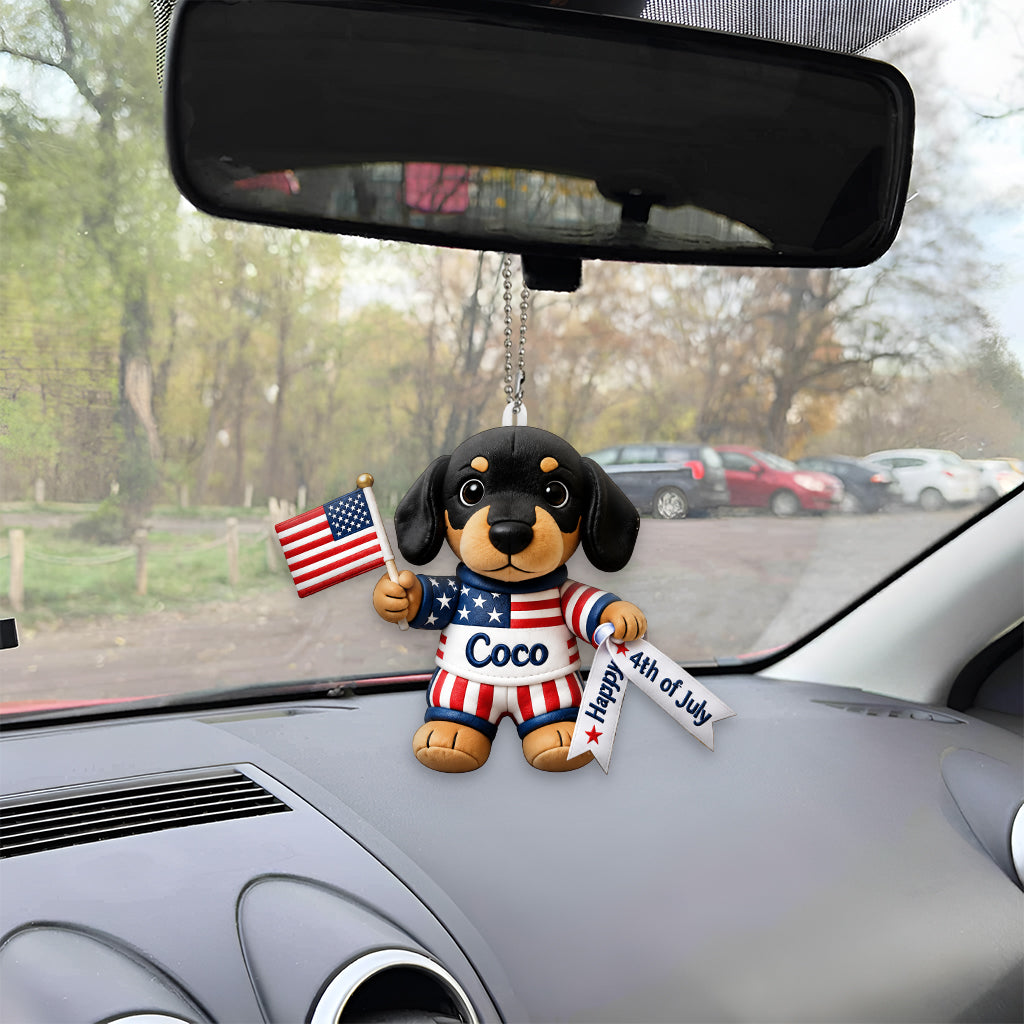 Happy 4th Of July - Personalized Dog Leather Bag With Plush Charm