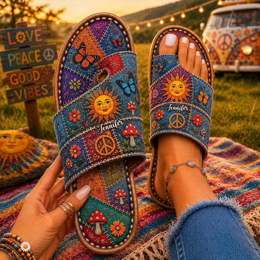 Happy Vibes - Personalized Hippie Open Toe Sandals