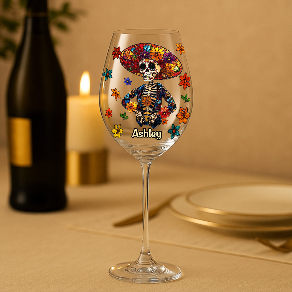 Happy Hispanic Heritage Month - Personalized Latina Women Wine Glass With Long Stem