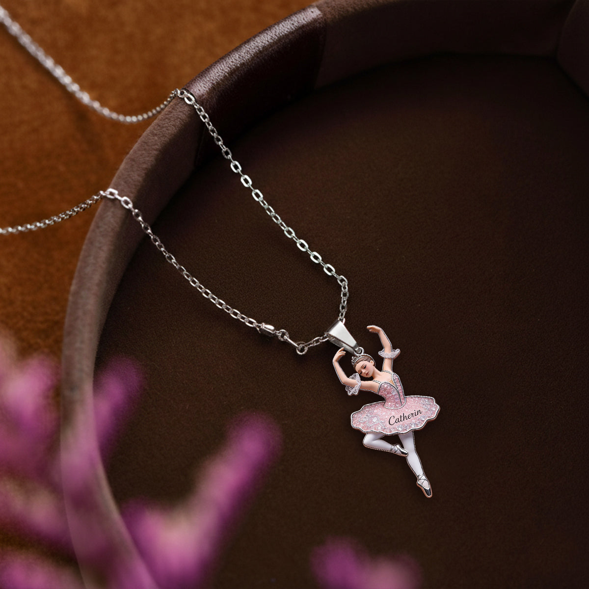 Love Ballet - Personalized Ballet Shaped Metal Pendant Necklace