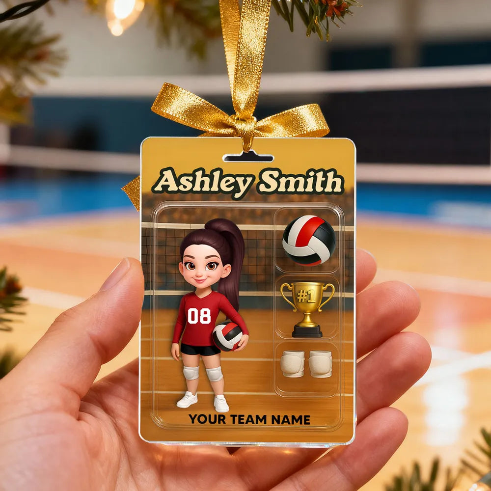 Acrylic Ornament - Custom Volleyball Player on Court, Festive Keepsake, Easy to Hang, Unique Gift for Players & Coaches