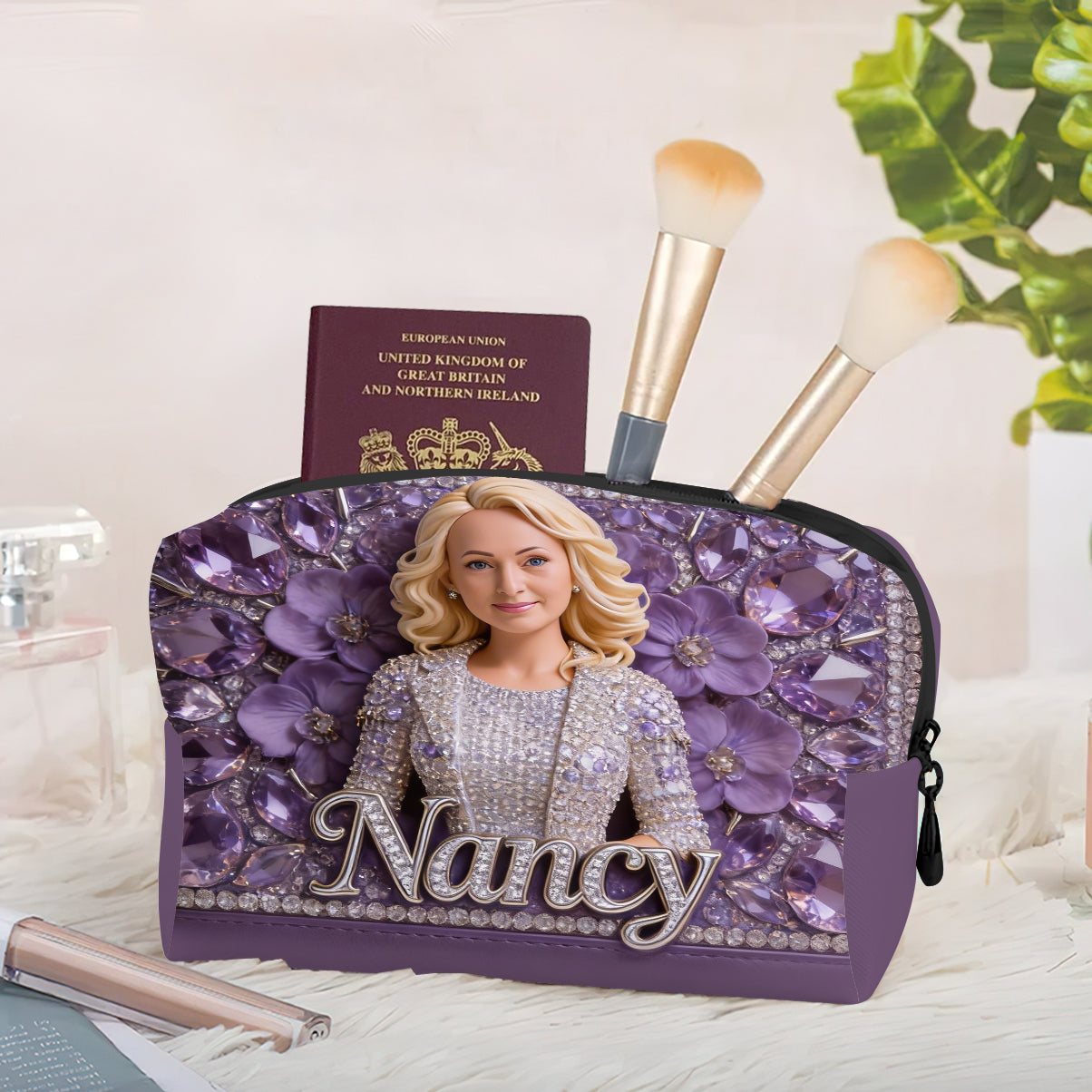 Any Photo, Flower - Personalized Self Love Makeup Bag