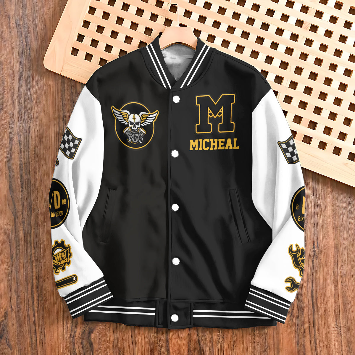 Bikers Go Chrome - Personalized Biker Varsity Jacket