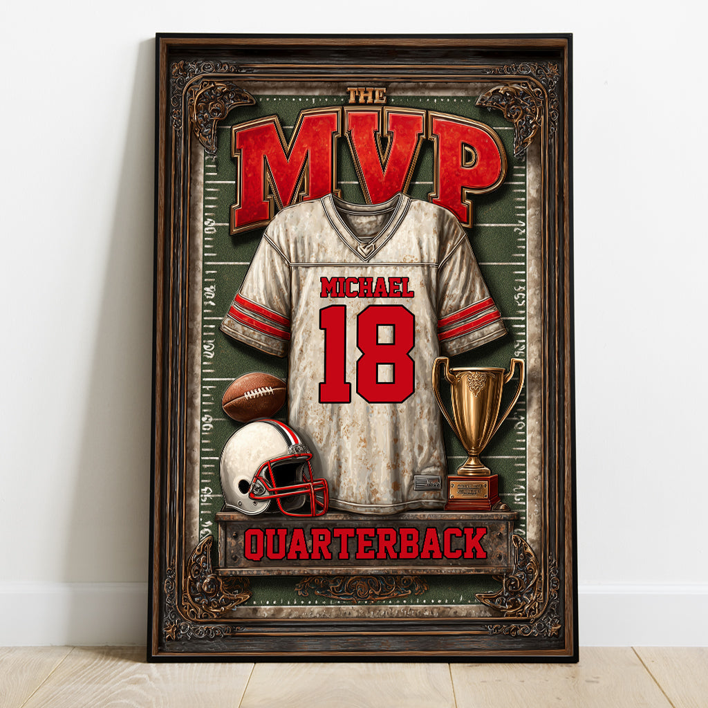 Gift For Football Son/ Daughter - Personalized Football Canvas And Poster