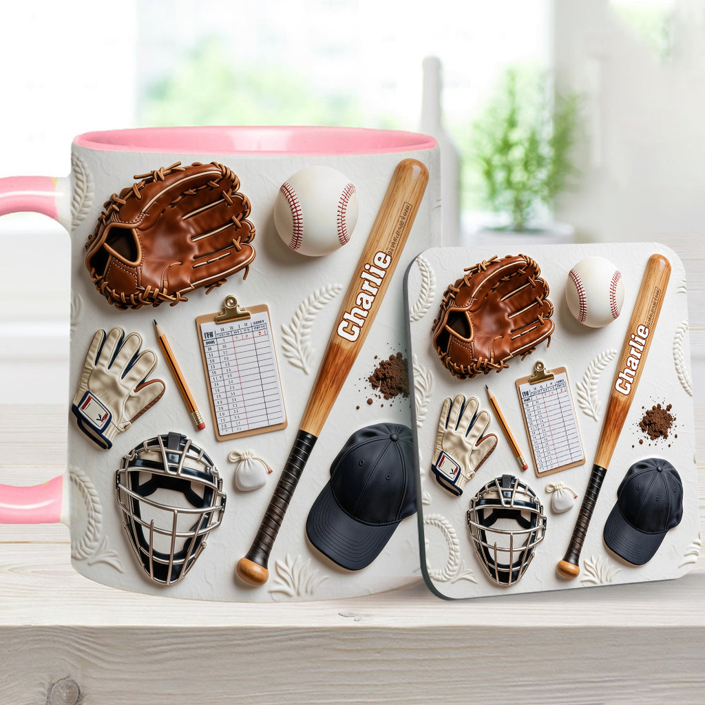 Love Baseball - Personalized Baseball Accent Mug & Coaster