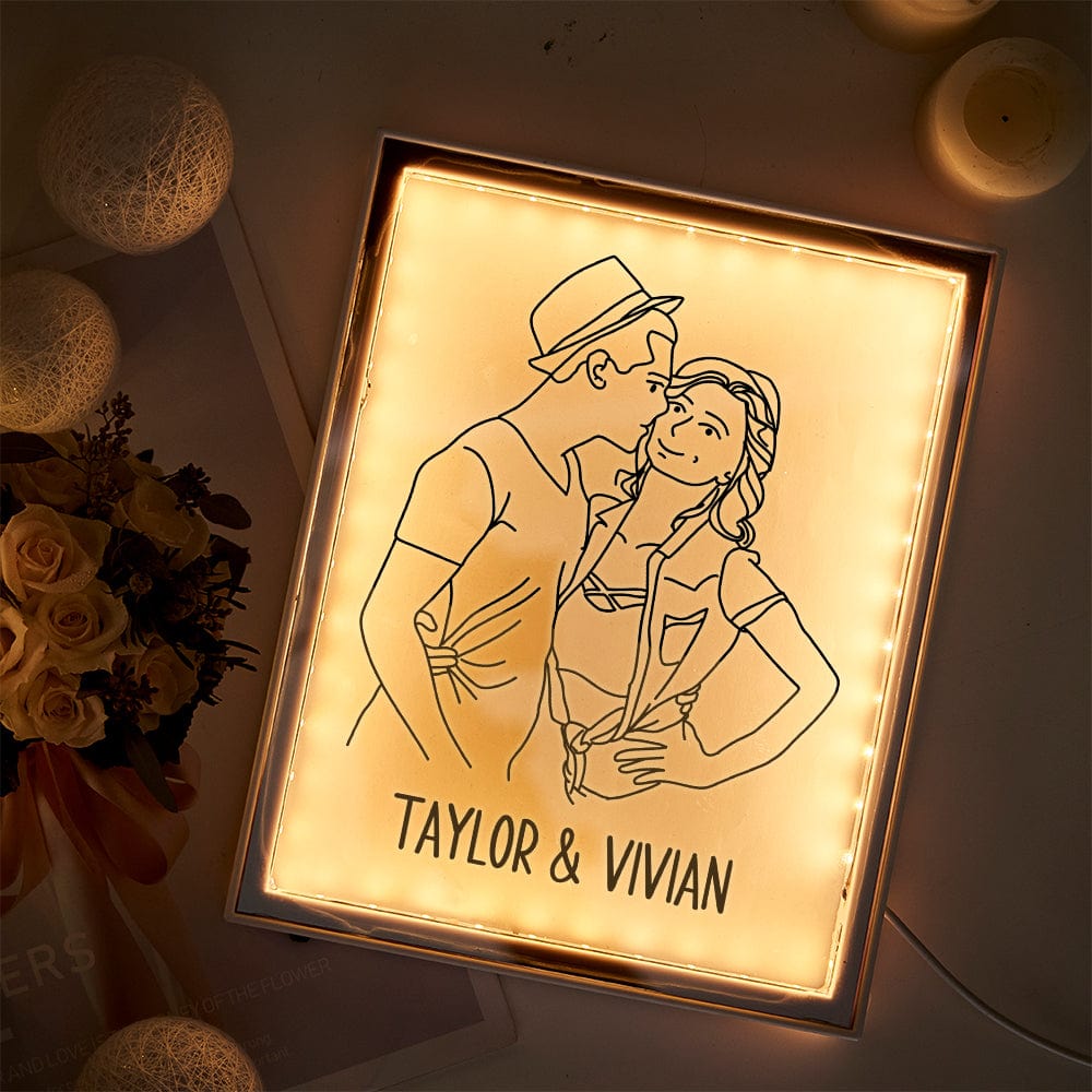 Any Name Line Art - Personalized Couple Line Art Lamp