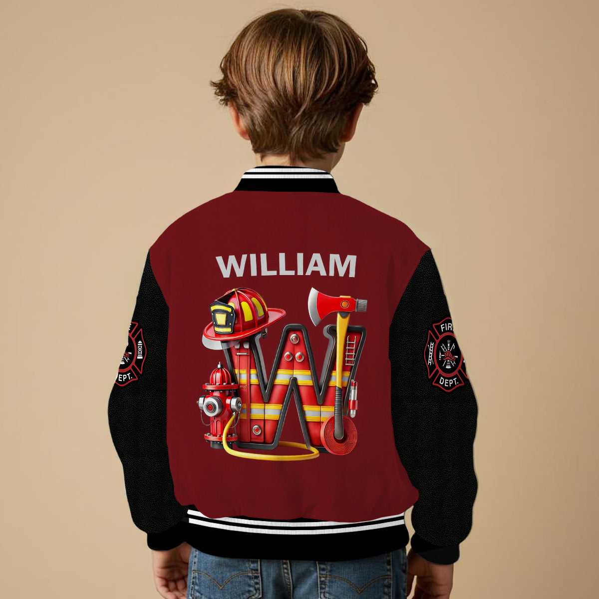 Custom Initial Jacket For Firefighter - Personalized Firefighter Varsity Jacket