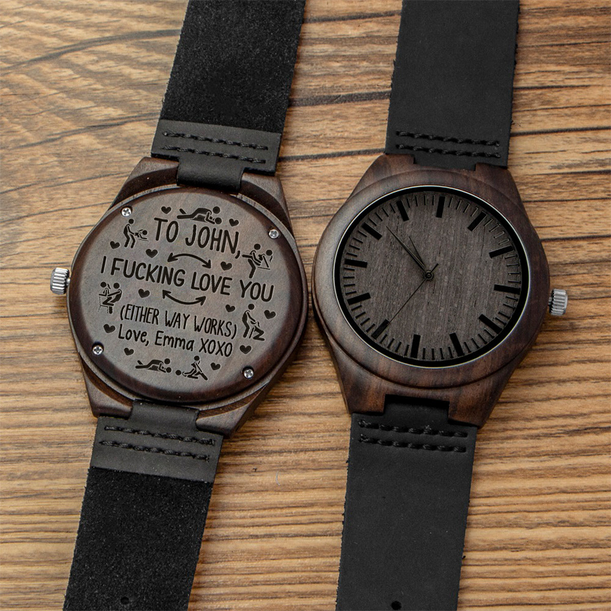 I Love You - Personalized Couple Personalized Engraved Wooden Watch