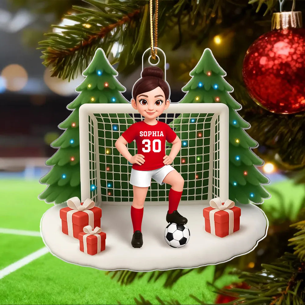 Soccer Acrylic Ornament – Sporty Holiday Gift for Football Lovers, Festive Christmas Tree Decoration