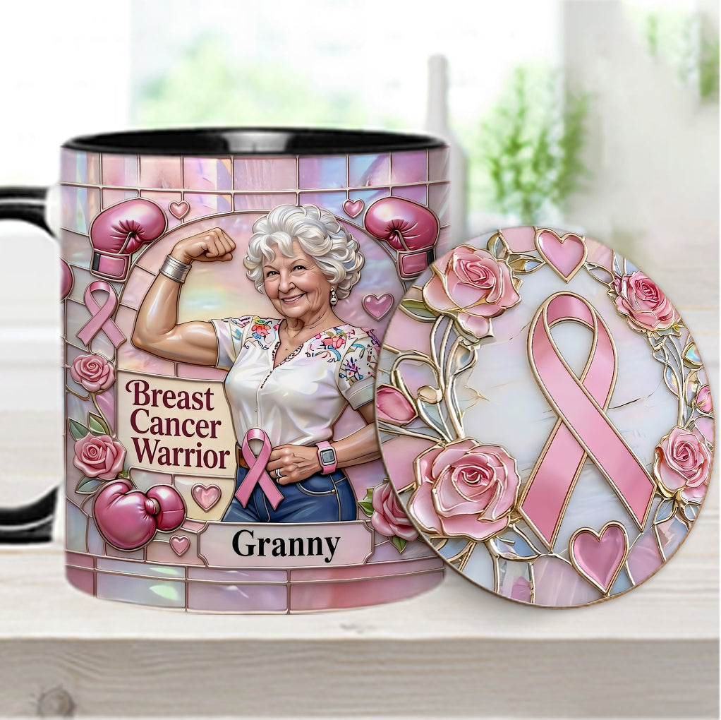 I'm A Warrior - Personalized Breast Cancer Awareness Accent Mug & Coaster