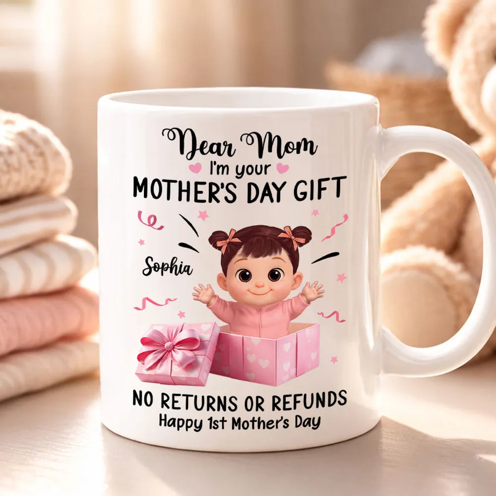 Personalized Ceramic Mug, Dear Mom I'm Your Mother's Day Gift Cute Baby in Gift Box, Unique Funny Gift for Mom