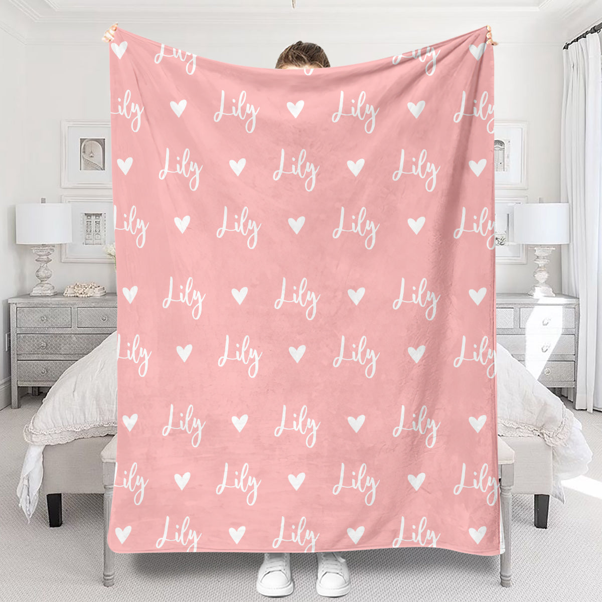 Custom Name Heart Pattern - Personalized Bestie Blanket