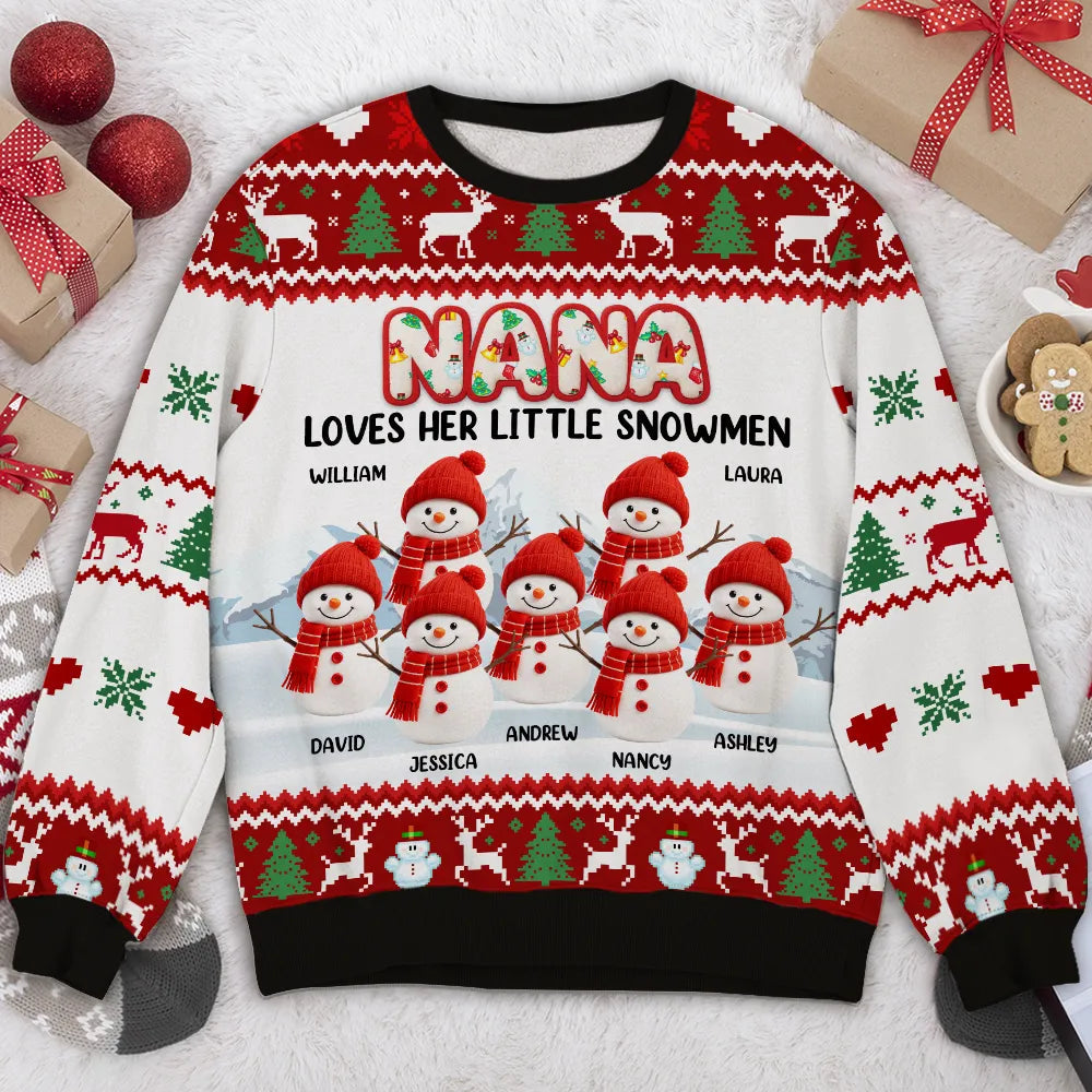 Grandma And Her Snowmen - Personalized Custom All-Over-Print Sweatshirt