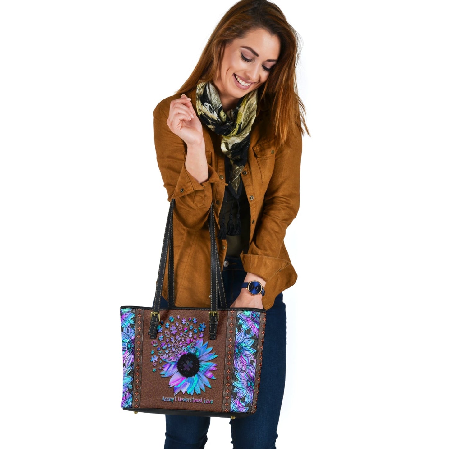 Accept Understand Love Autism Awareness Leather Bag 0622