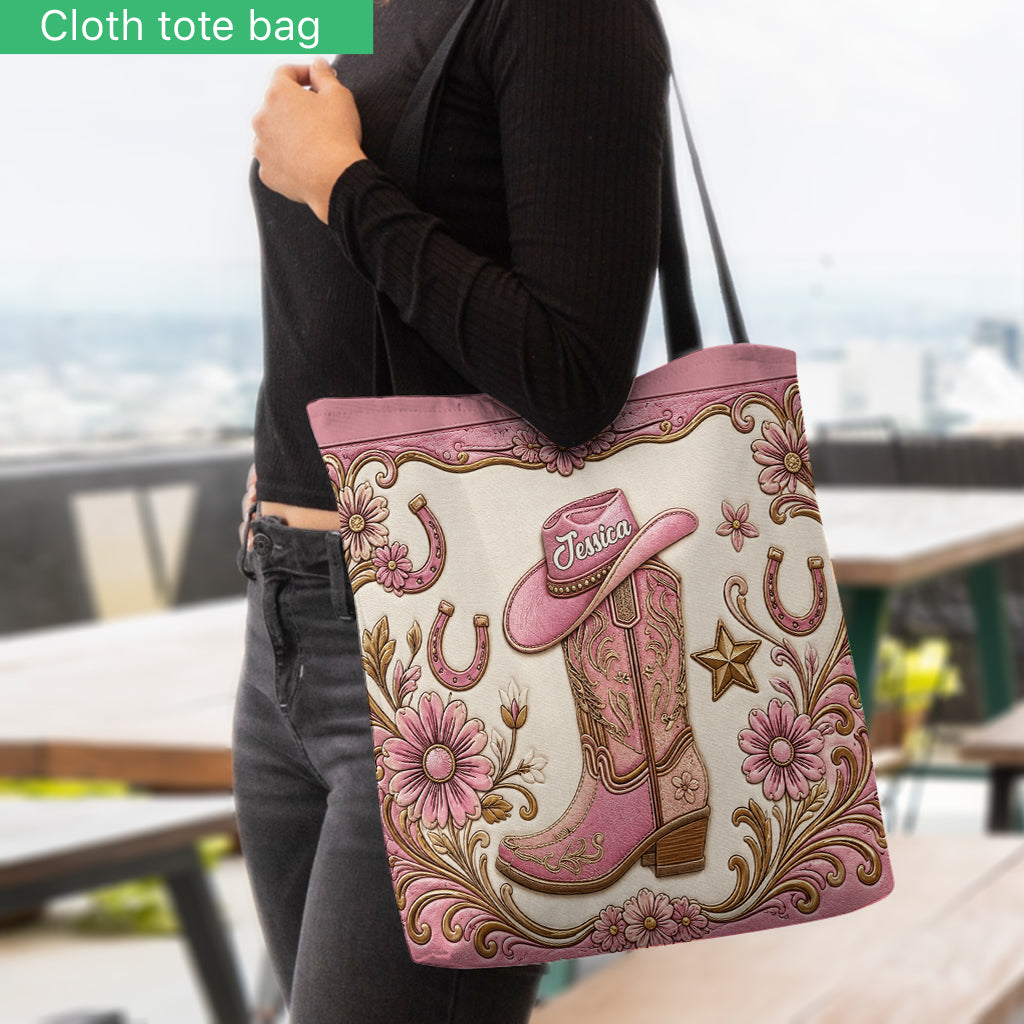 Boots & Hat - Personalized Cowgirl Tote Bag