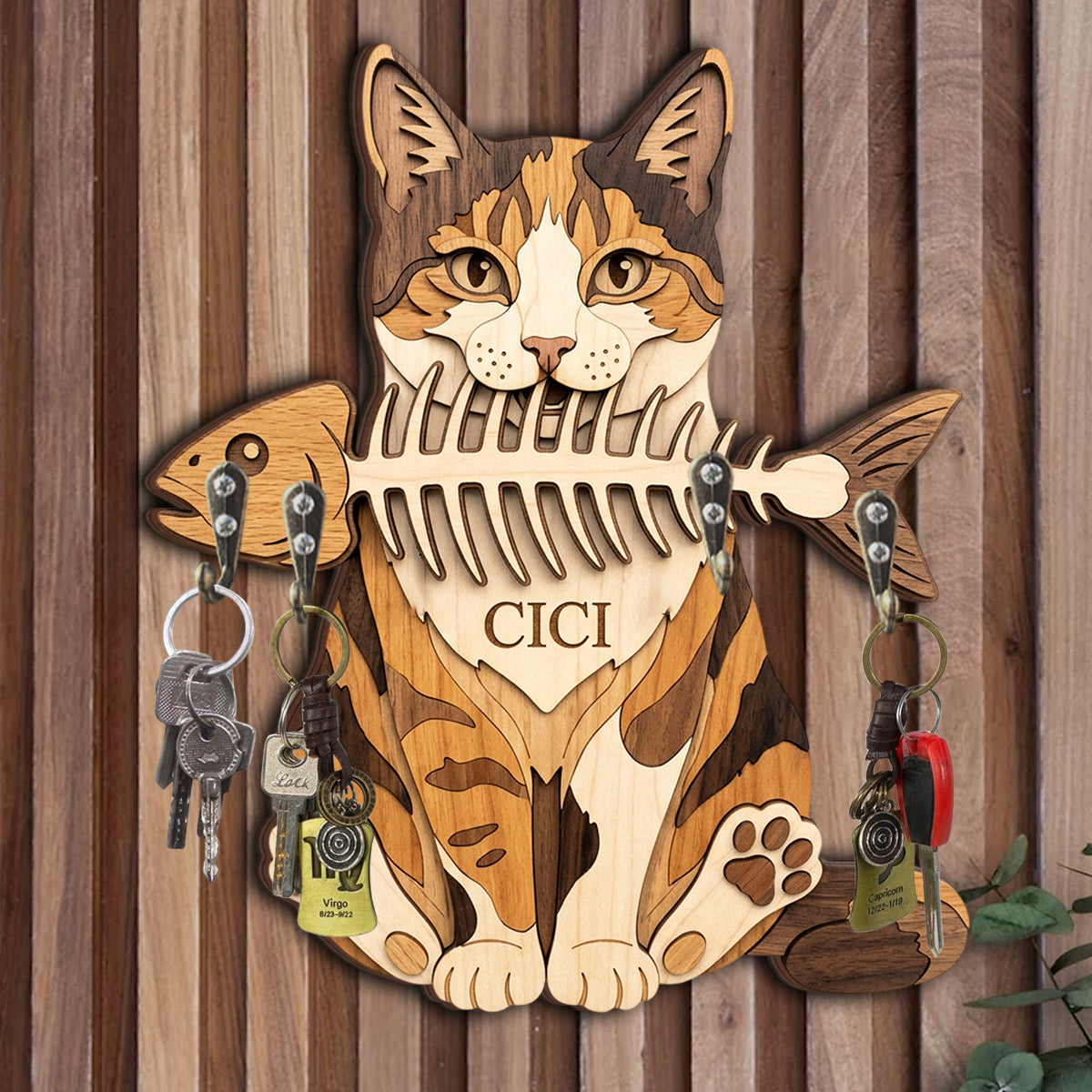 Funny Pet Keyrack - Personalized Cat Custom Shaped Hanging Rack