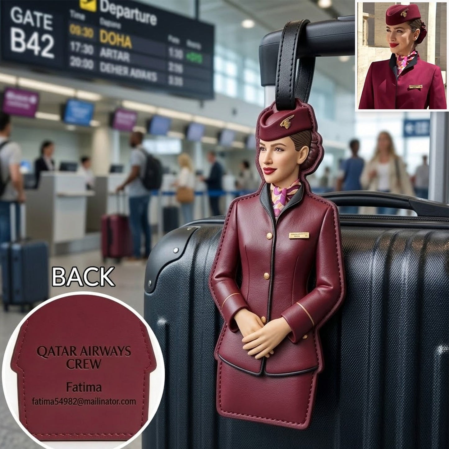 Fly Attendant Custom Luggage Tag - Personalized Fly attendant Luggage Tag