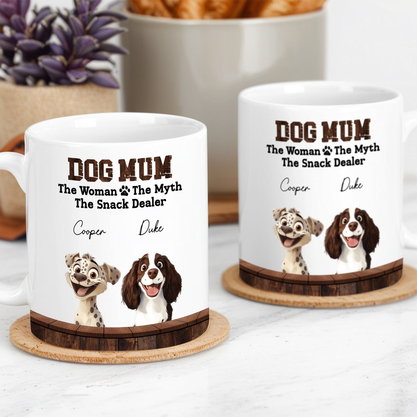 Dog Mum - The Myth, The Snack Dealer' Themed Mug – White Ceramic, Ideal Gift for Pet Lovers on Mother’s Day or for Home Use
