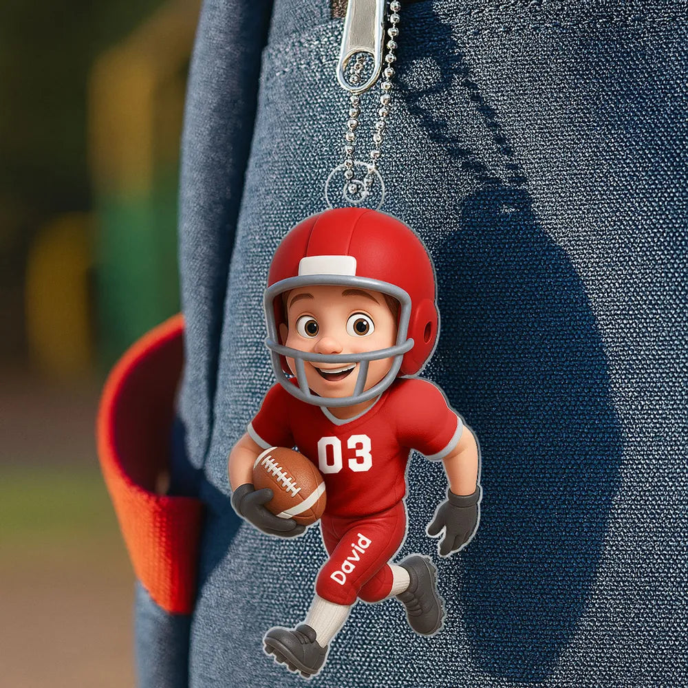 Personalized American Football Player Acrylic Ornament – Surprise Gift for Son