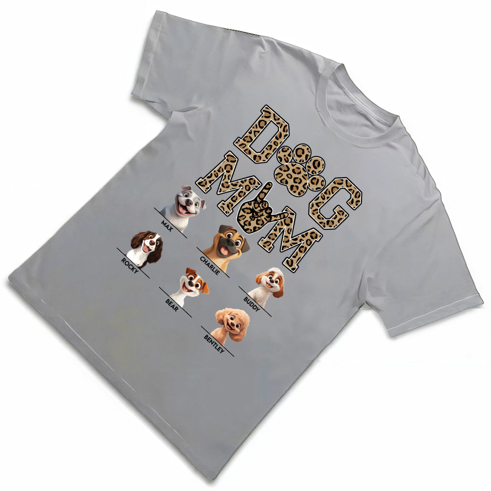 Personalized Dog Mom T-Shirt with Custom Dog Faces
