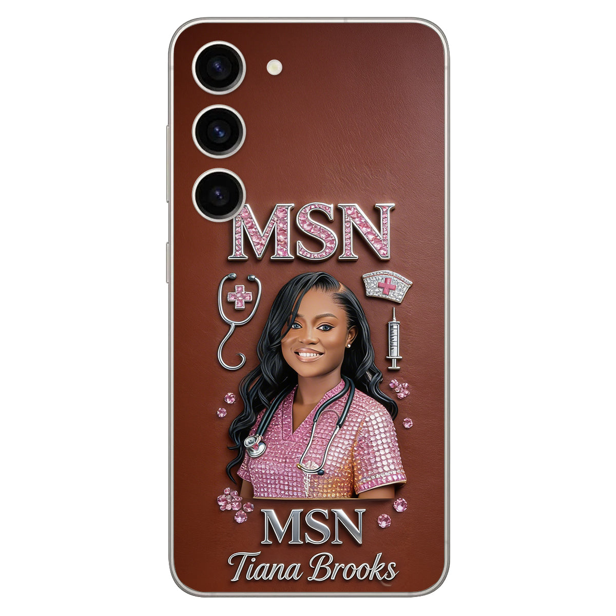 Any Title - Gifts For Nurse, Doctor - Personalized Nurse 3D Embossed Leather Phone Case