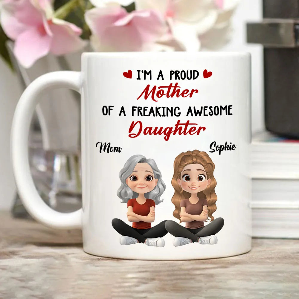 Ceramic Mug with Funny Mother-in-Law Daughter-in-Law Quote, Personalized Cute Cartoon Design, Thoughtful Gift