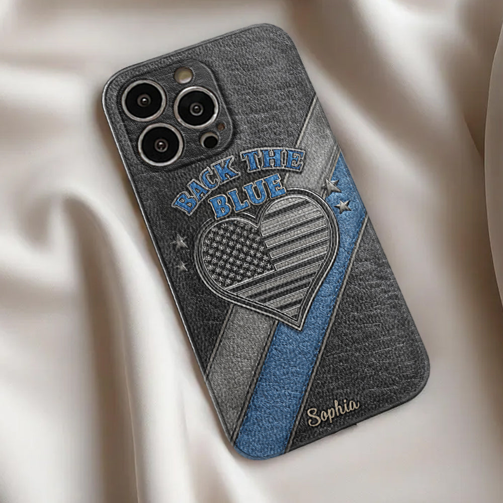 Back the Blue - Personalized Police Officer Leather Phone Case
