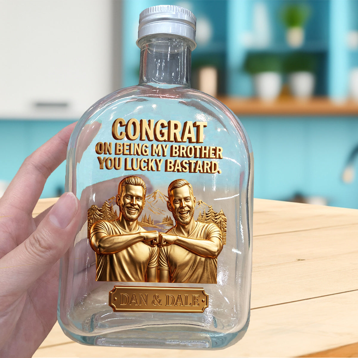Custom Gift For Brother And Sister From Any Photo - Personalized Sibling Liquor Bottle