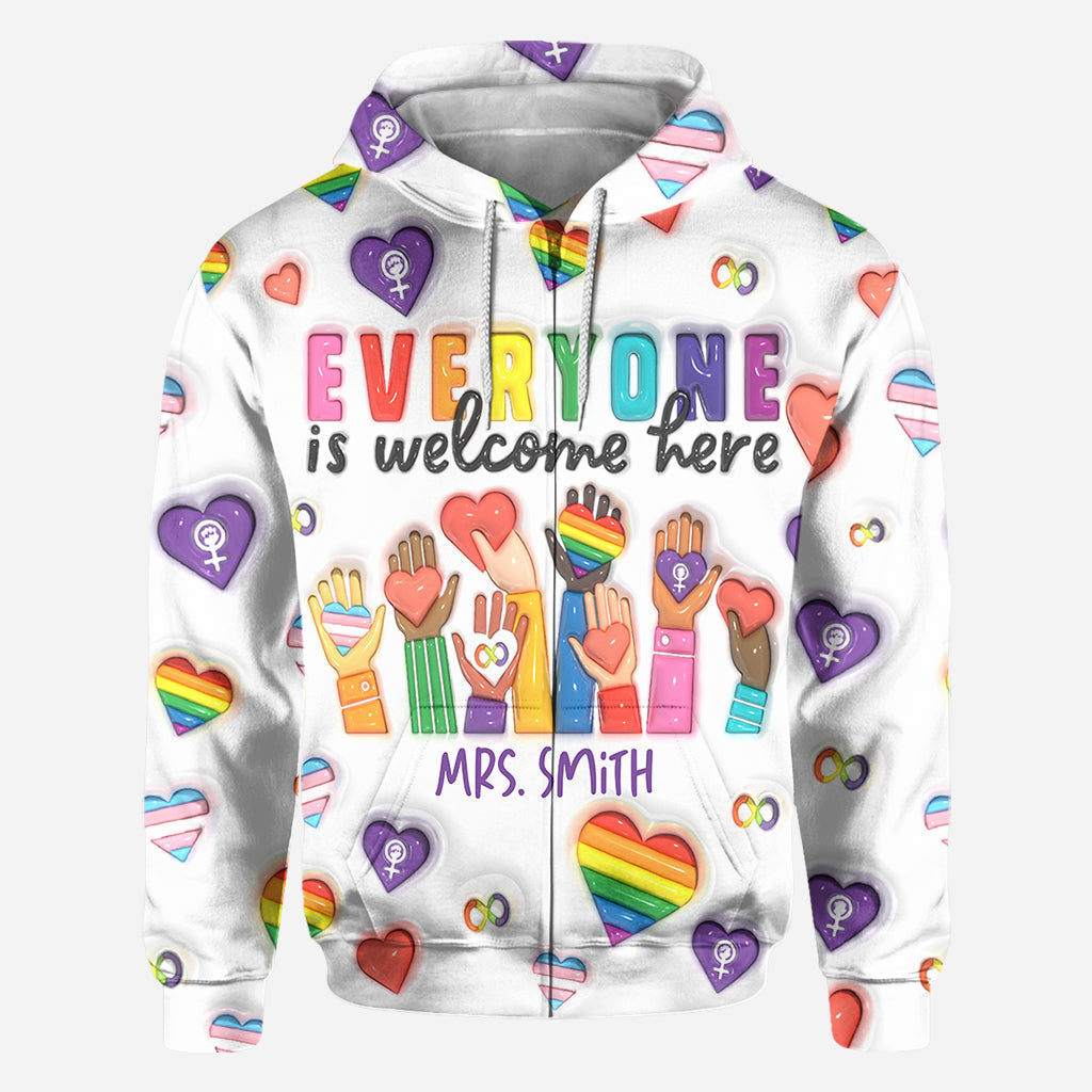 Everyone Is Welcome Here - Personalized Teacher All Over Shirt