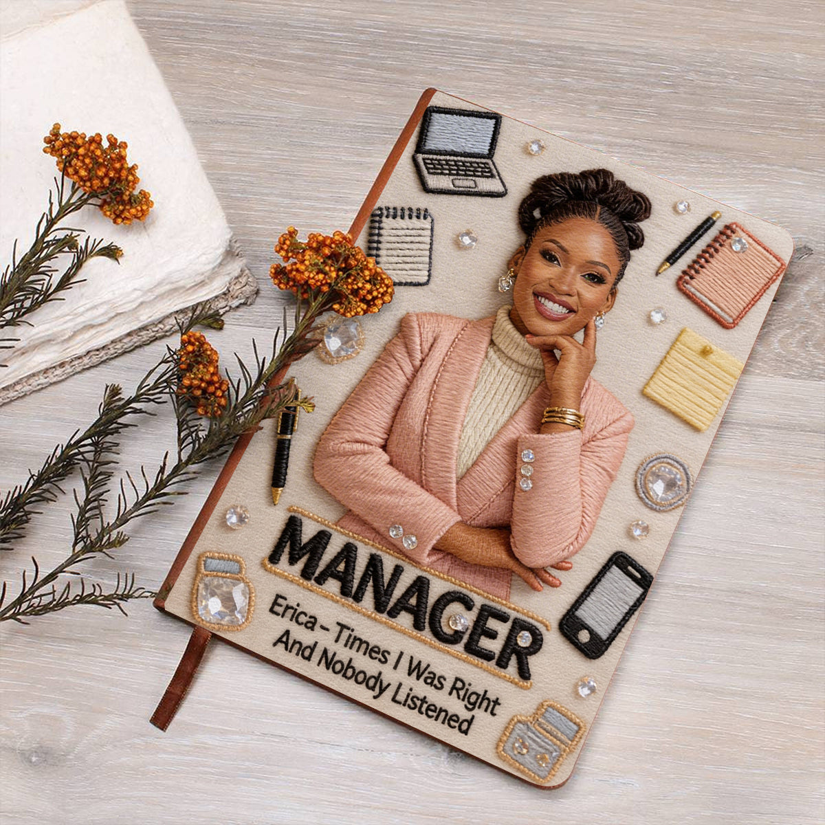 Custom Any Photo Funny Gift For Colleagues - Personalized Colleague Leather Journal