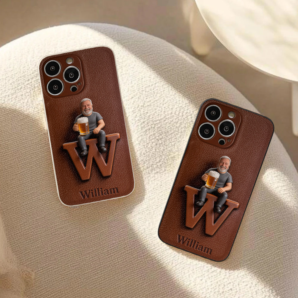 Custom Any Photo - Personalized Beer 3D Embossed Leather Phone Case