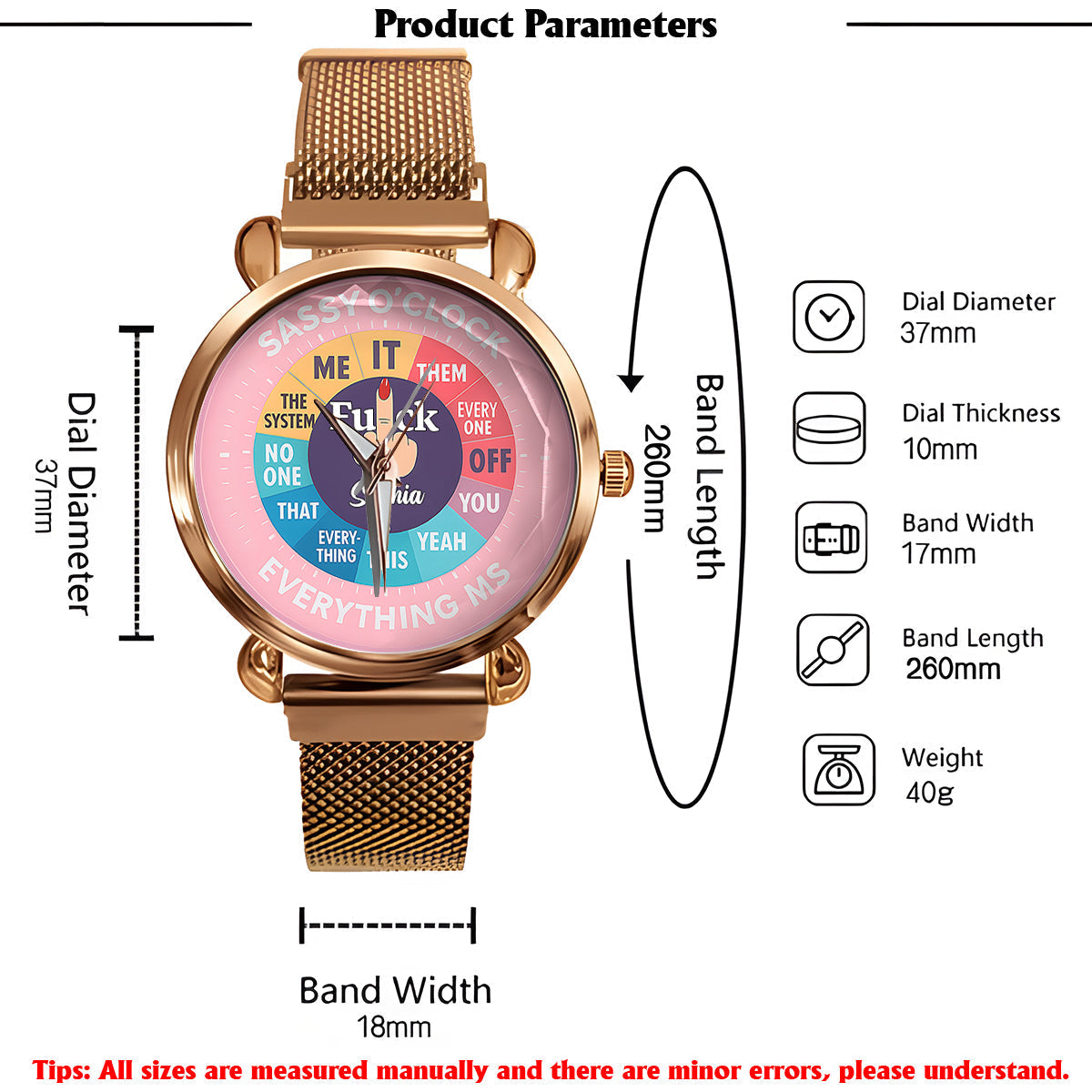 F*ck O'Clock Watch, Funny Gift For Her, Friends - Personalized Sarcasm Women Hand Watch