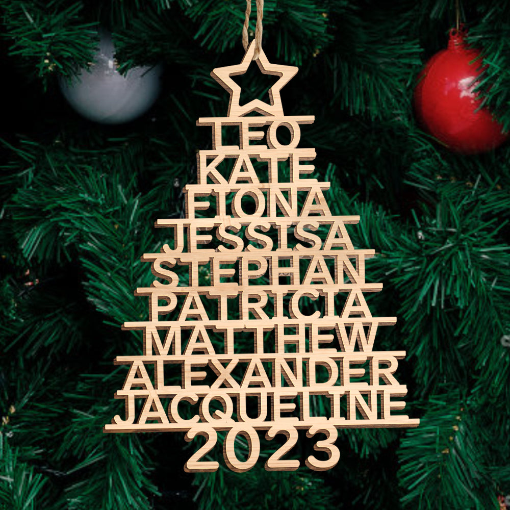 Any Name Christmas Tree - Personalized Family Any Name Christmas Tree Ornament