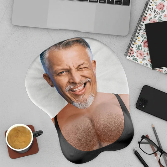 Personalized Lycra 3D Mouse Pad with Custom Face & Chest – Funny Gift for Couples or Friends, Unique Desk Humor