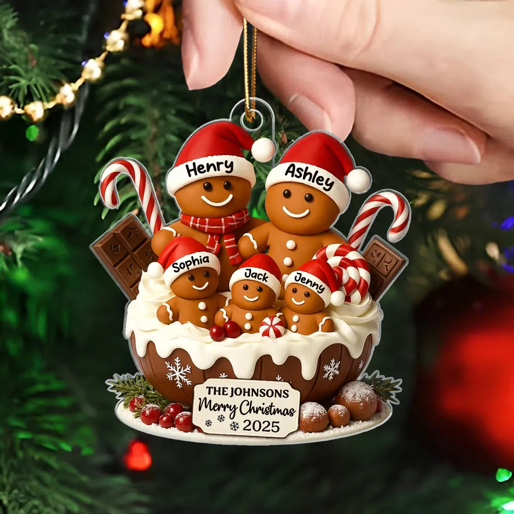 Acrylic Ornament with Gingerbread Family Design, Perfect Christmas Gift for Warm Holiday Memories