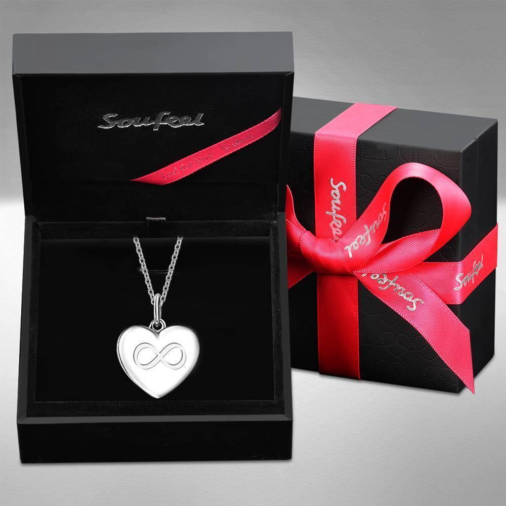 Infinity Love - Personalized Inifinity Heart Engraved Photo Necklace