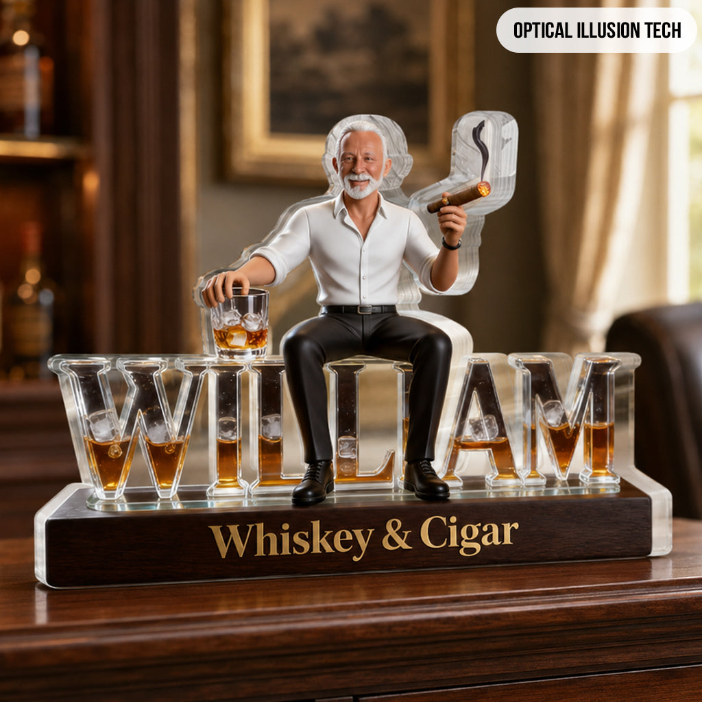 Custom Any Photo Whiskey & Cigar - Personalized Whisky Custom Shaped Acrylic Plaque