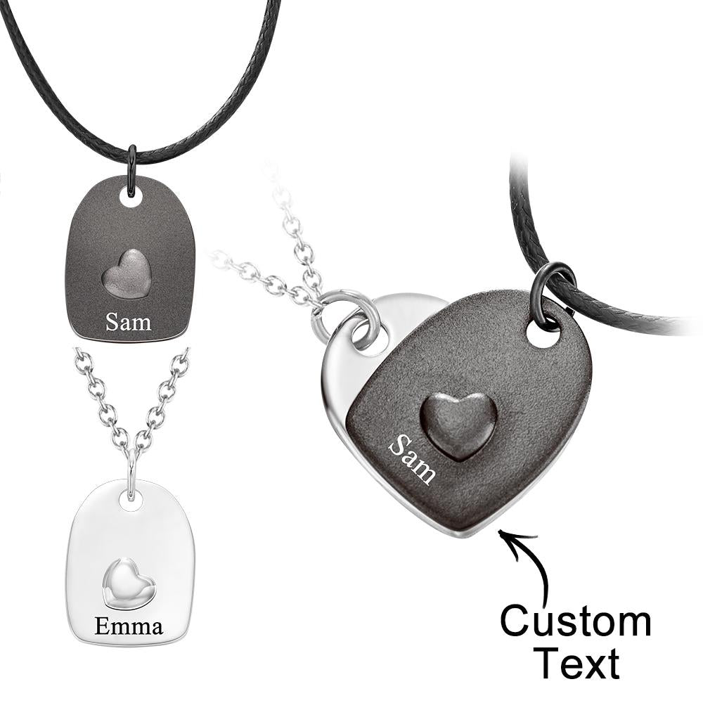 Couple Set - Personalized Couple Heart Matched Necklace Set