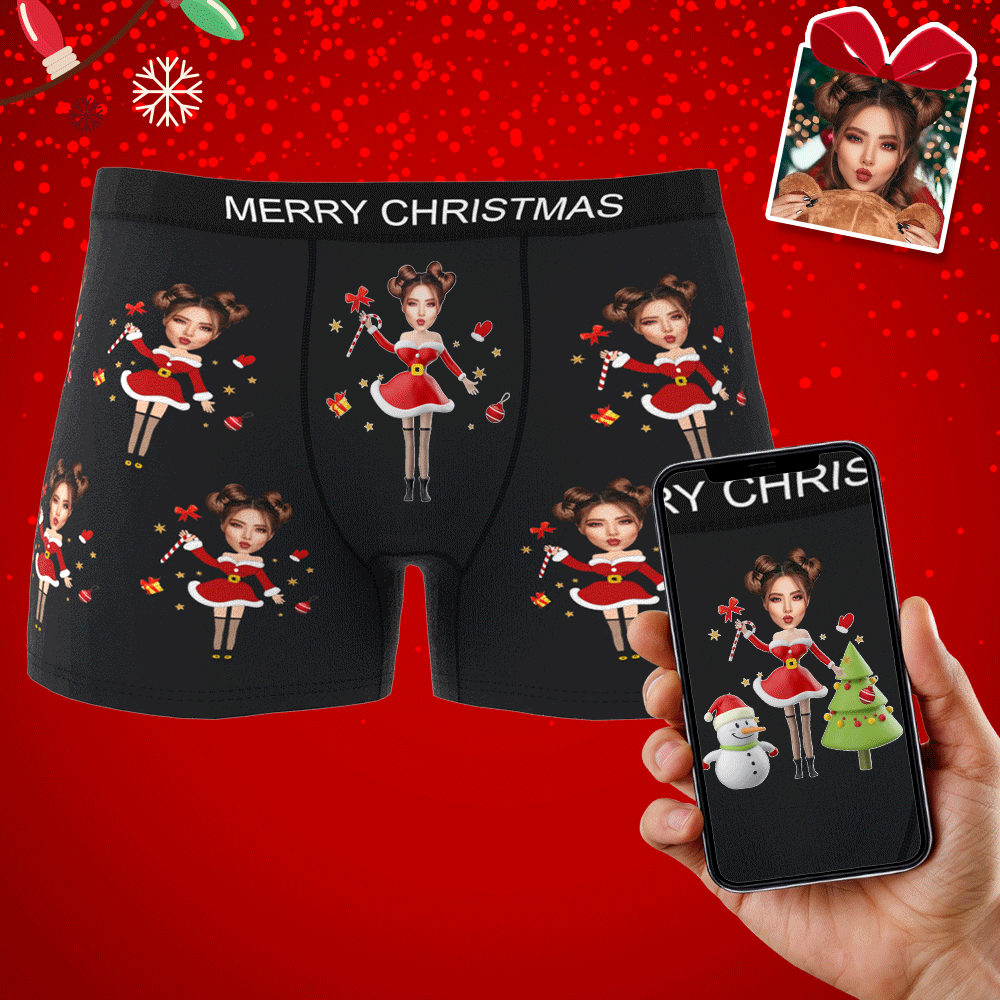 Custom Wife Or Girlfriend Face Boxers AR View - Personalized Couple Men's boxer briefs