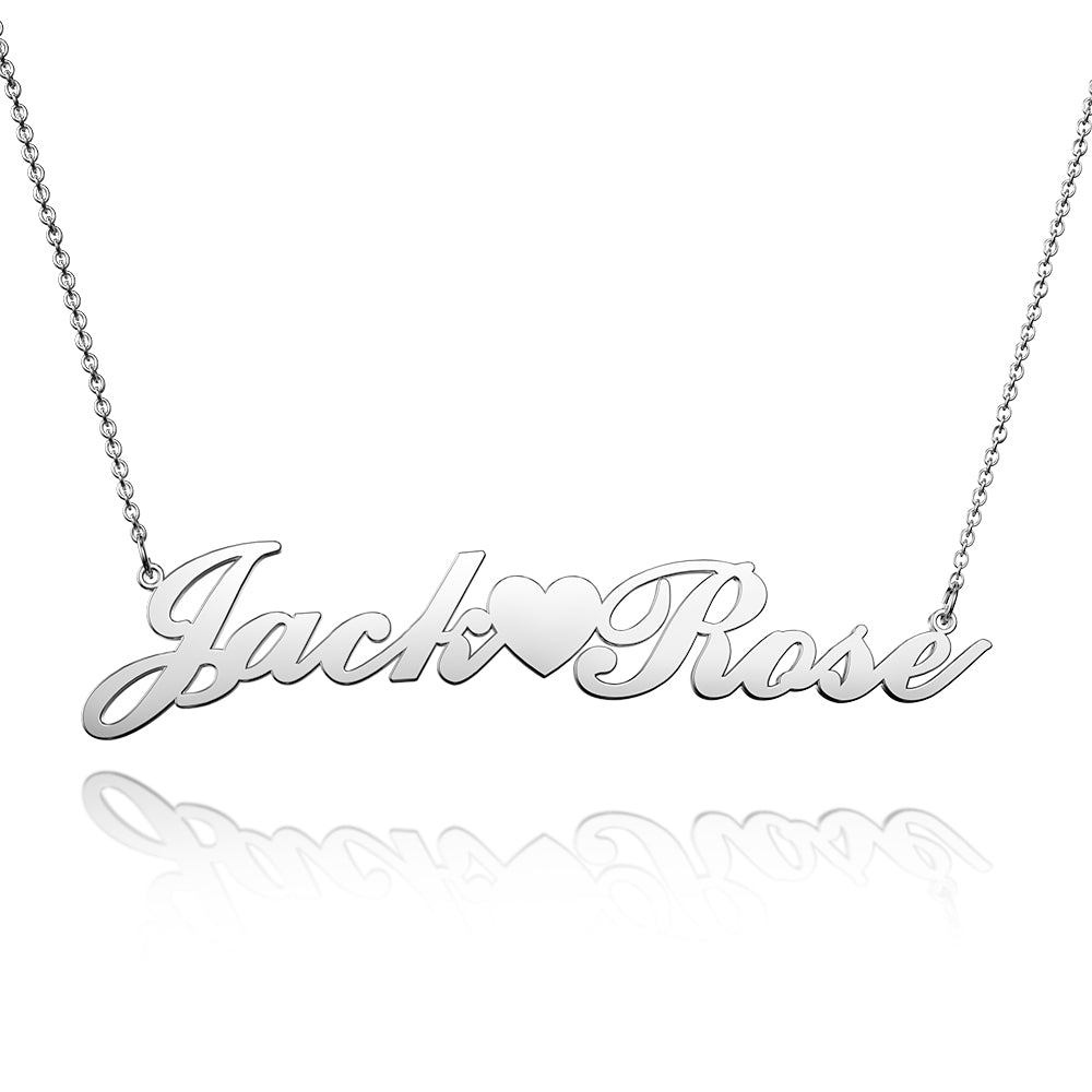 Custom Name - Personalized Couple Necklace with Little Heart