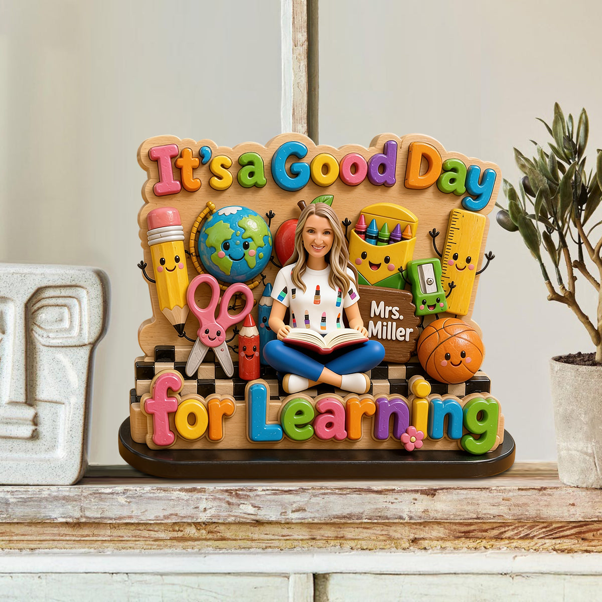 It's A Good Day For Learning - Personalized Teacher Custom Shaped Wood Plaque