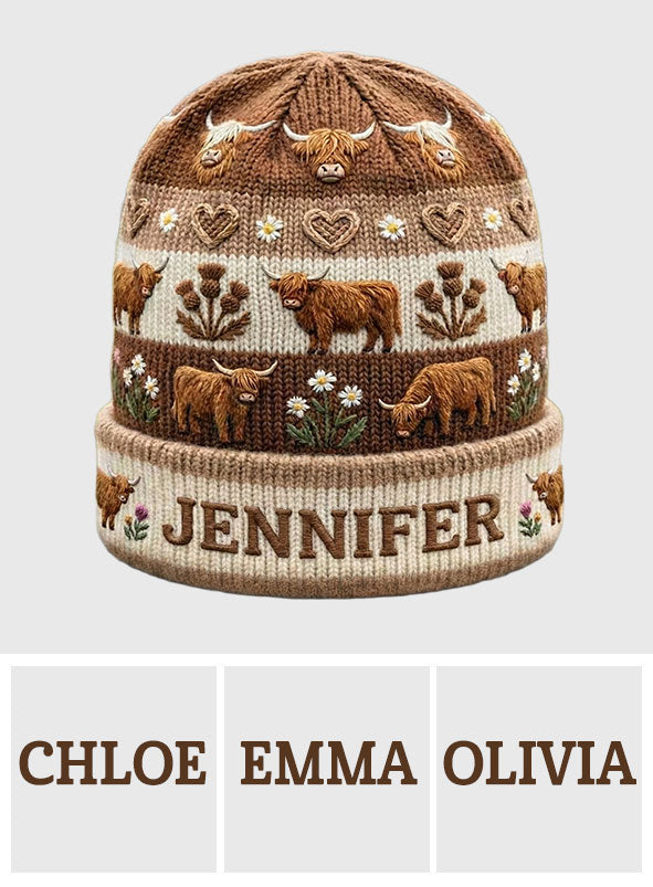 Farm Life - Personalized Highland Cow Beanie Hat